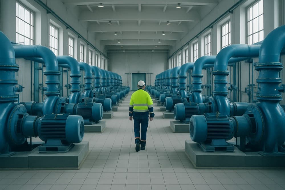 Pumpenhalle eines Wasserwerks